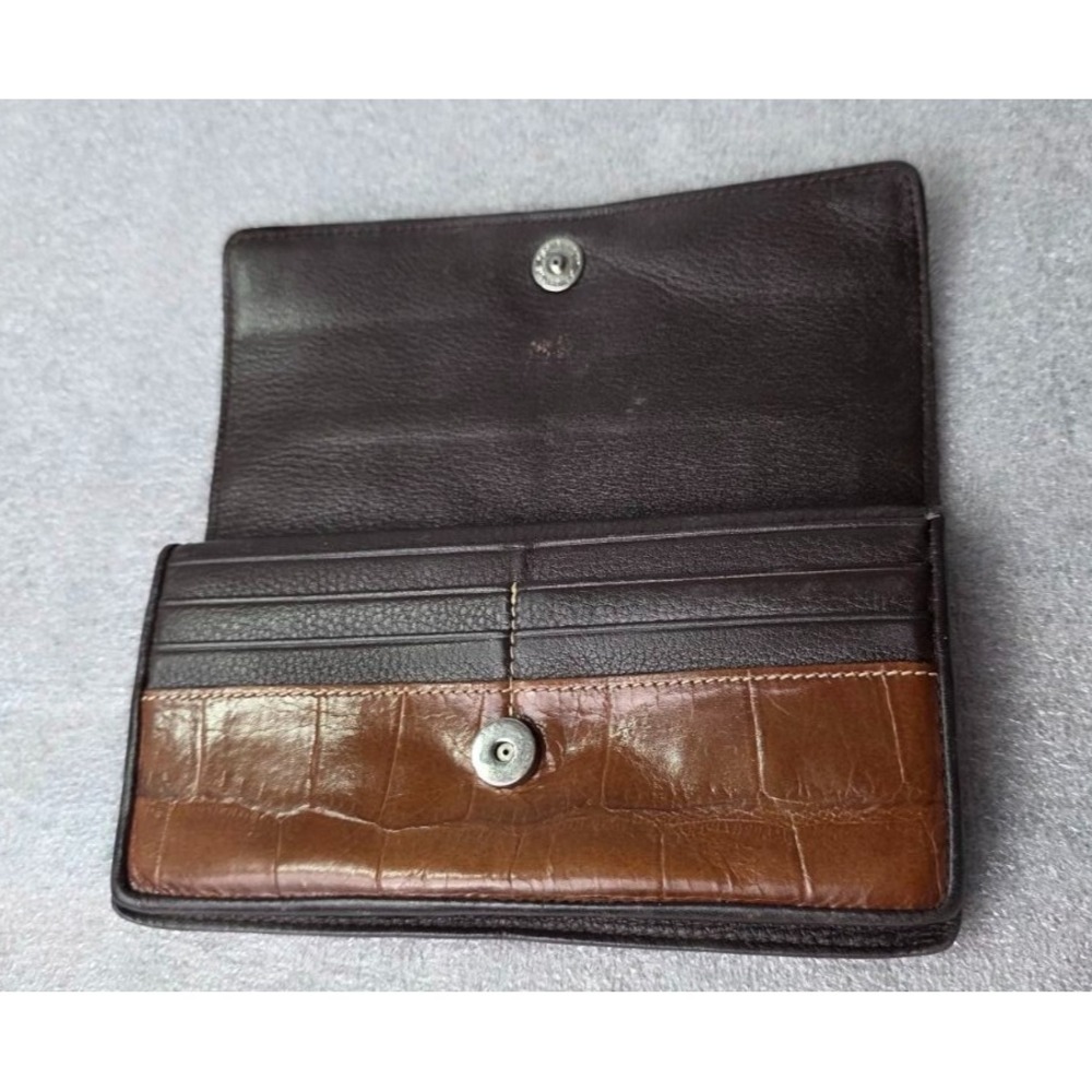 Brighton Brown Croc Leather Checkbook Credit Card ID Cover Wallet - Picture 7 of 10